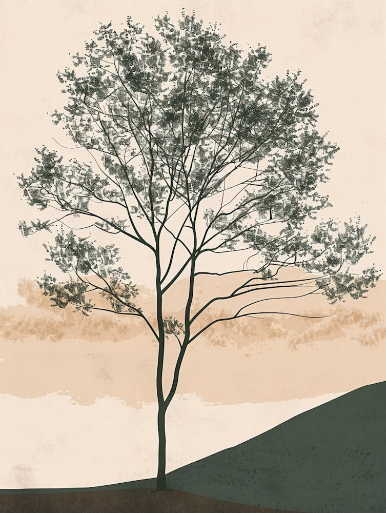 Alder Tree Minimal Japandi Illustration 4