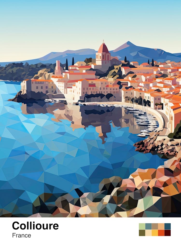 Collioure, France, Geometric Illustration 3 Poster