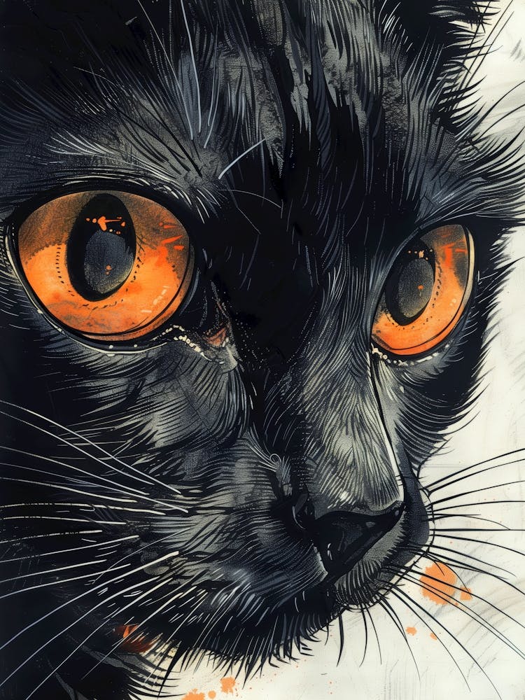 Black Cat With Orange Eyes