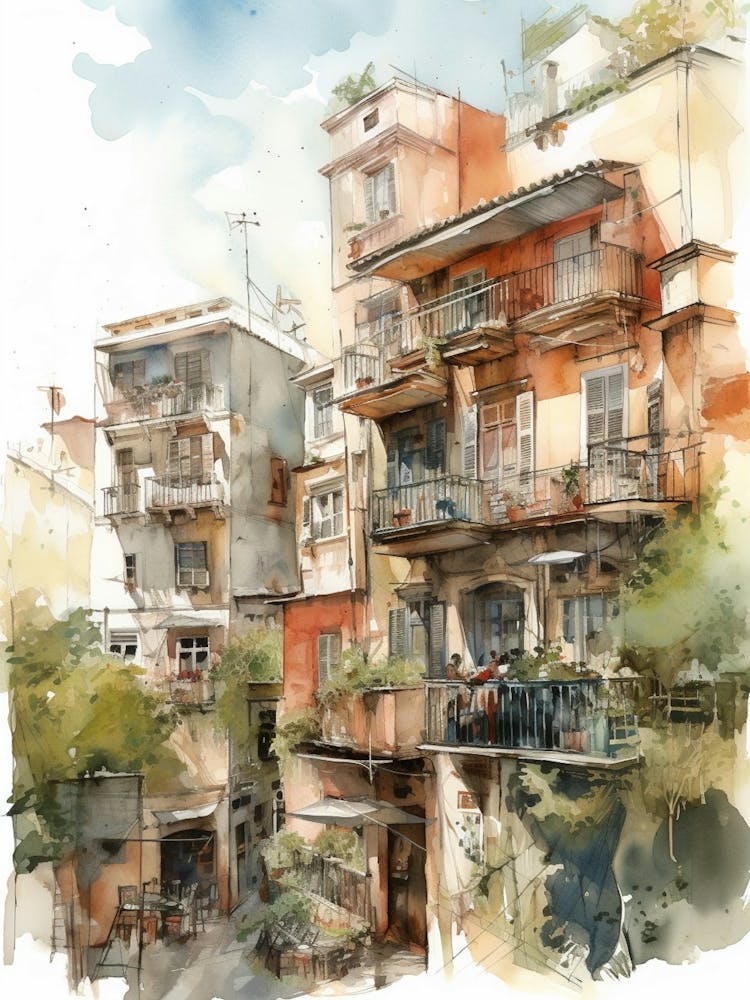 Palermo Buenos Aires Neighborhood, Watercolour 3