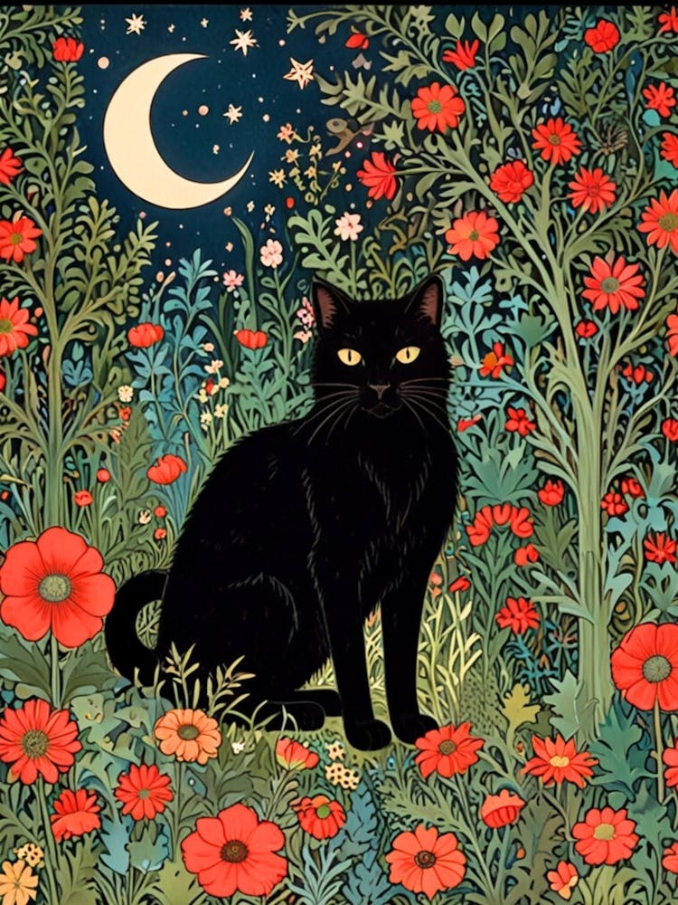 William Morris Cat In The Moonlight 54