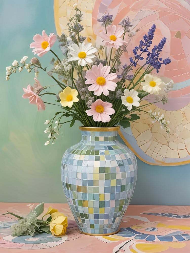 Mosaic Vase Of Flowers no2