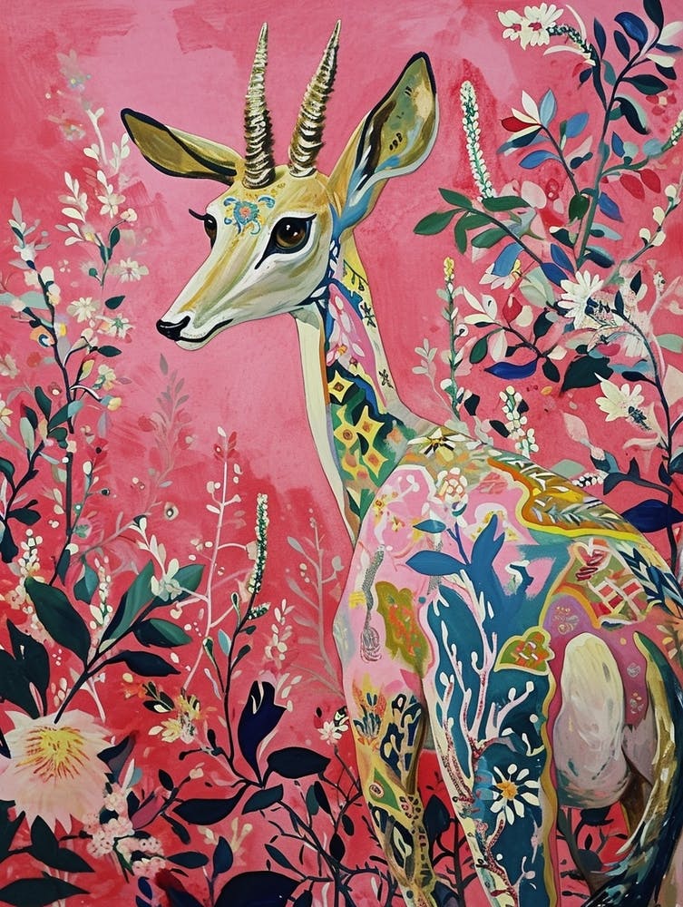 Floral Animal Painting Antelope 2