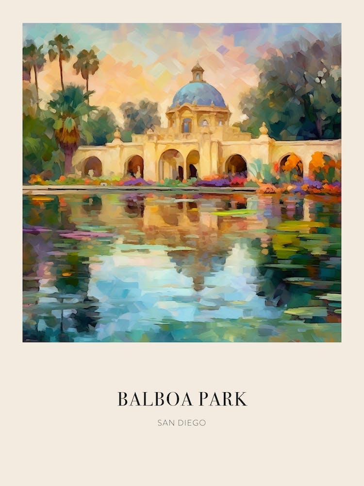 Balboa Park San Diego 7 Vintage Cezanne Inspired Poster