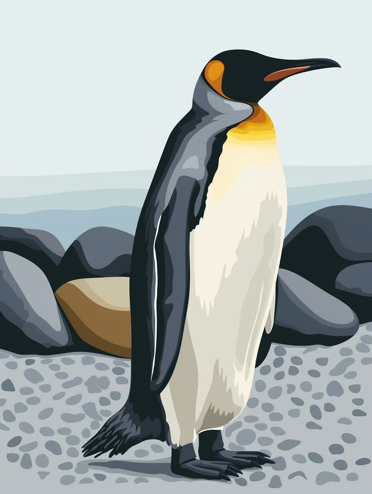 Manchot Royal Ross Island Illustration Minimaliste 2