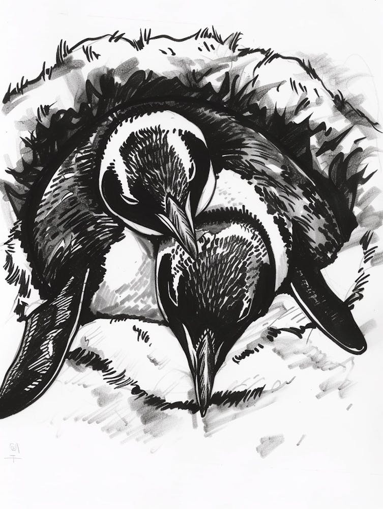 Emperor Penguin Sleeping In A Cozy Pile 1