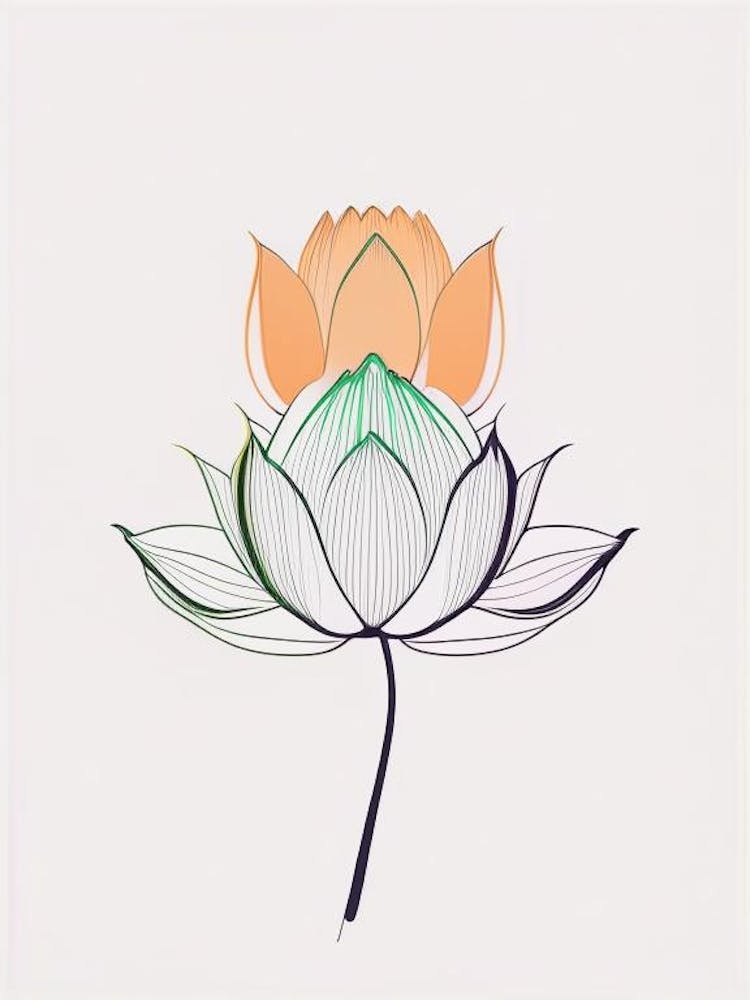 Double Lotus Minimal Line Drawing 2