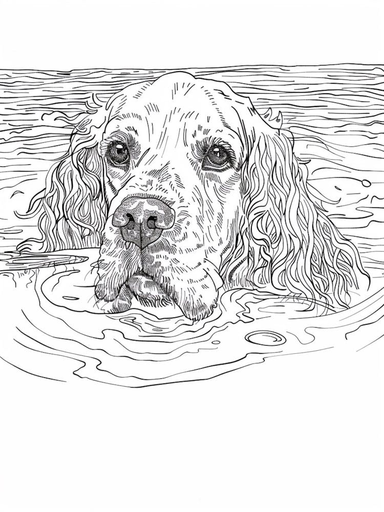 English Springer Spaniel Line Sketch 1