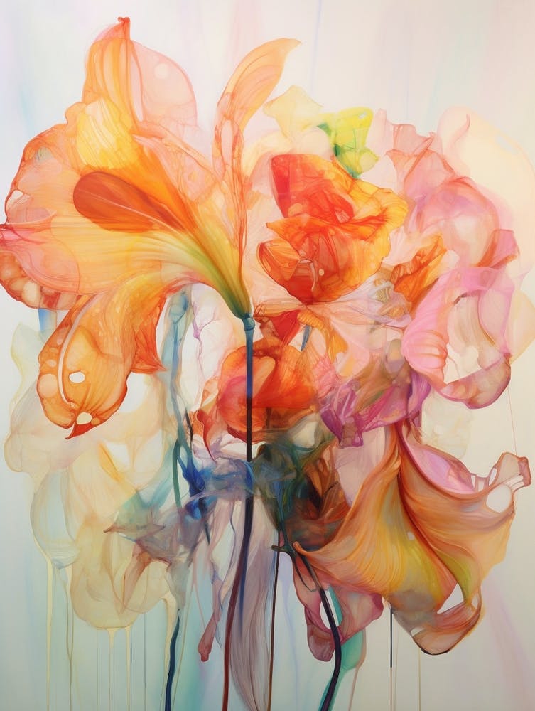 Abstraktes Blumen Gemälde Amaryllis 2