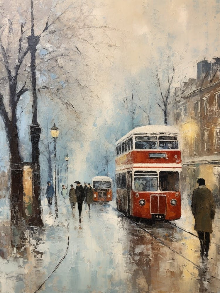 Vintage Winter Painting London England 4