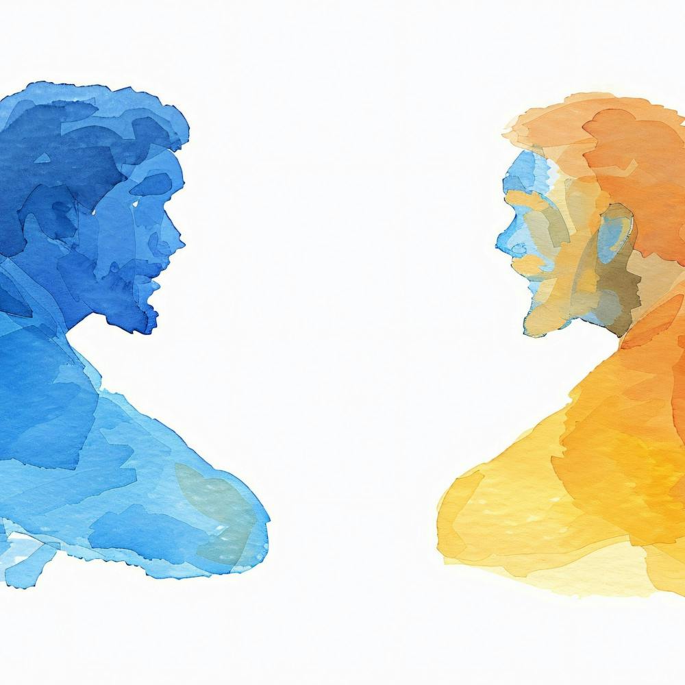 Watercolor Portrait Of Two Men