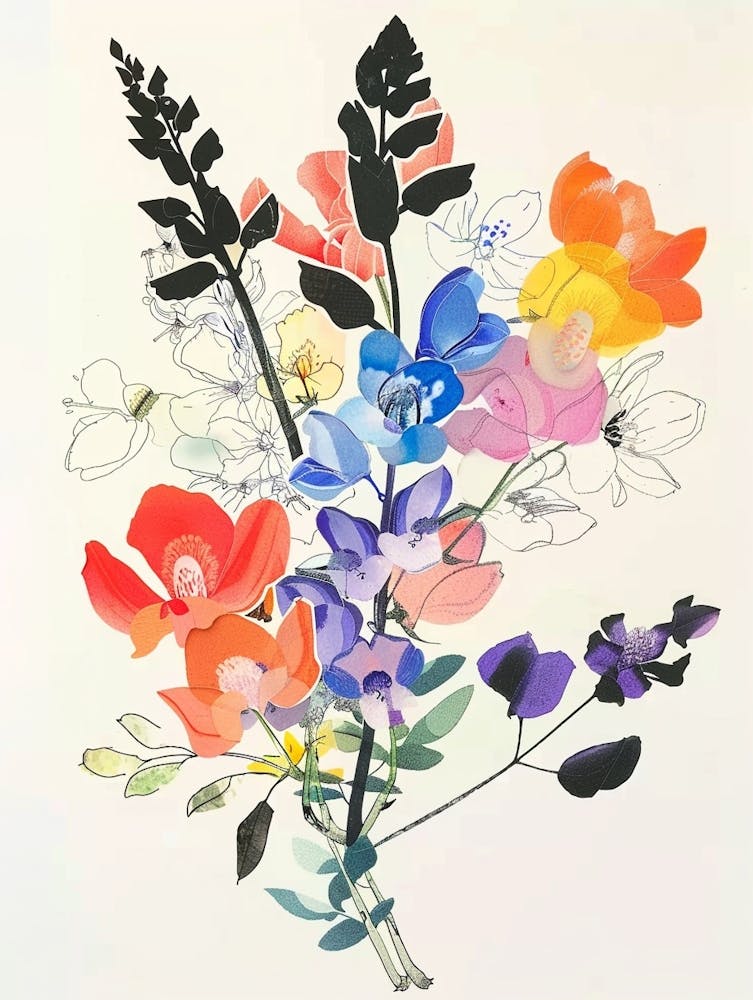 Aconitum Collage Flower Bouquet