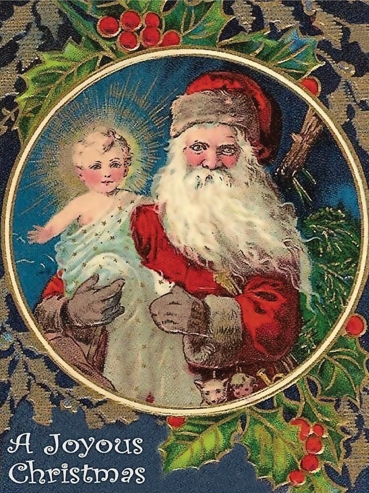 Santa Claus With New Born Baby