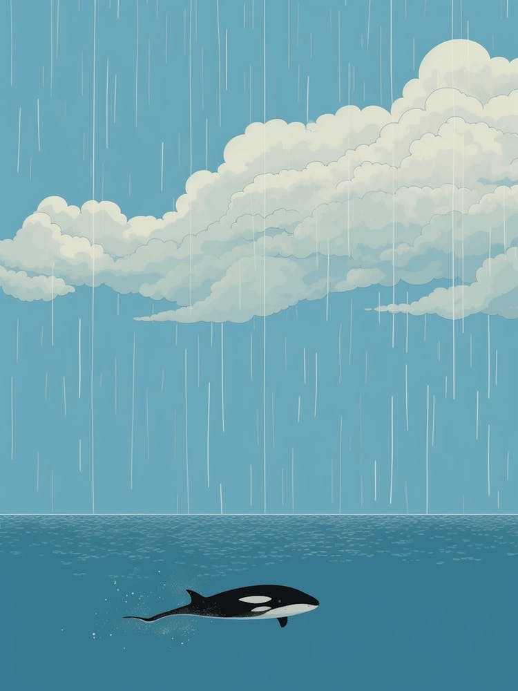 Orca Whale In The Rain Minimalist