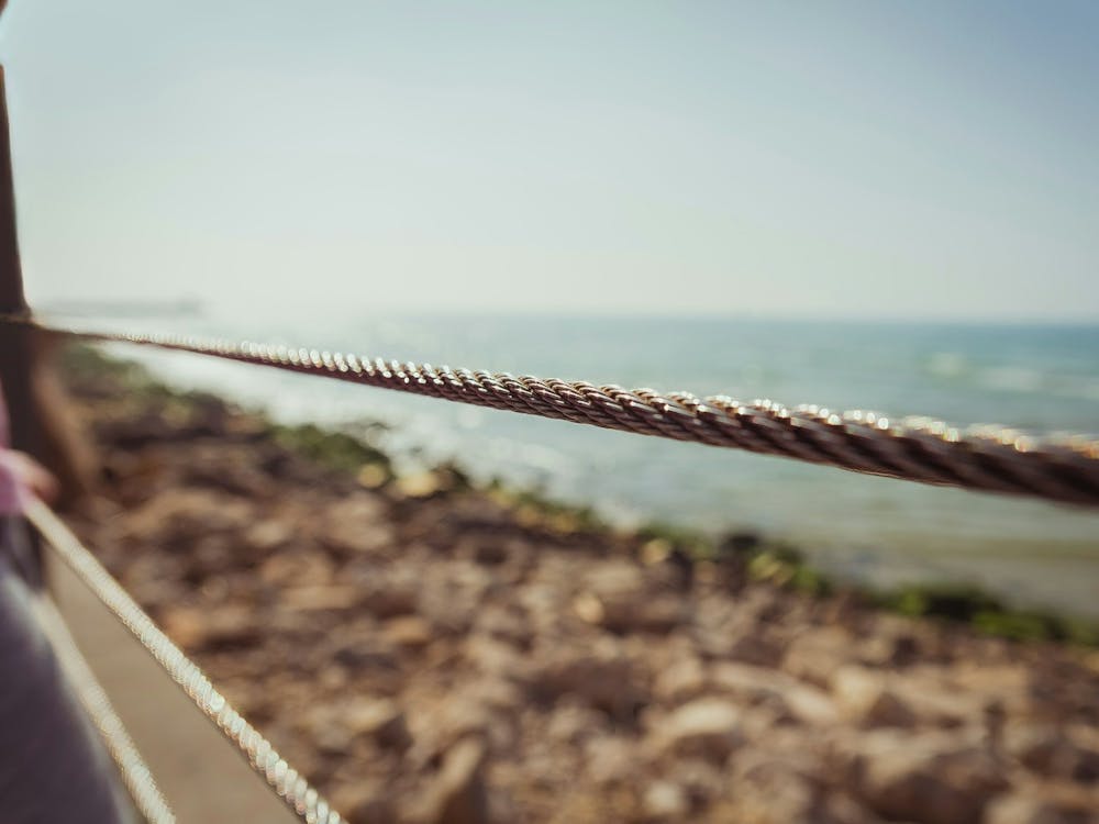 Wire Metal Fence Blocking The Beach