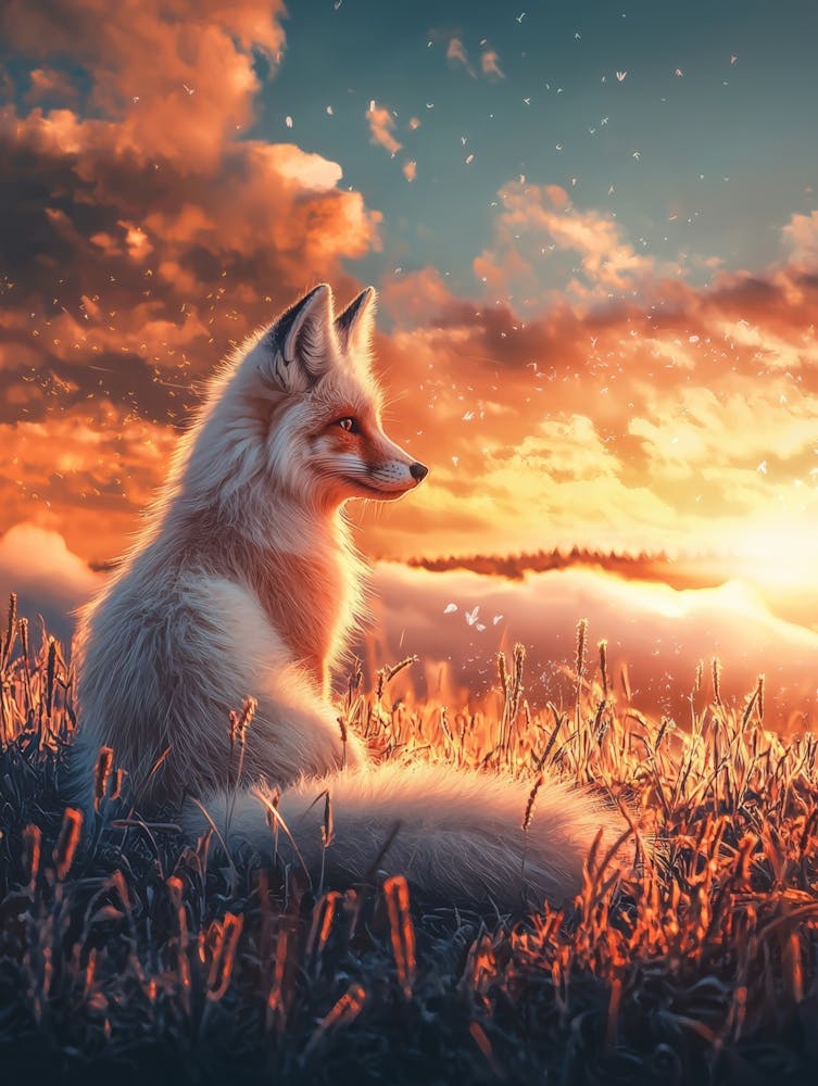 Sunset Fox.Generated AI. 1