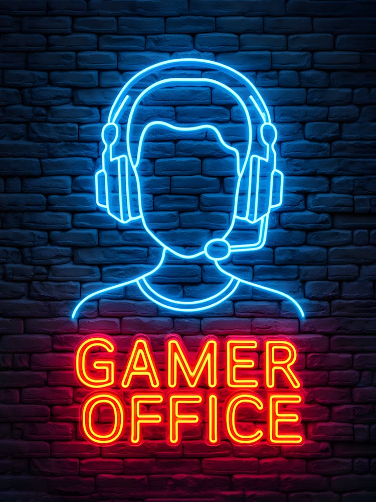 Gamer Office Neon Sign Gaming Poster Canvas Wall Room Decor 1