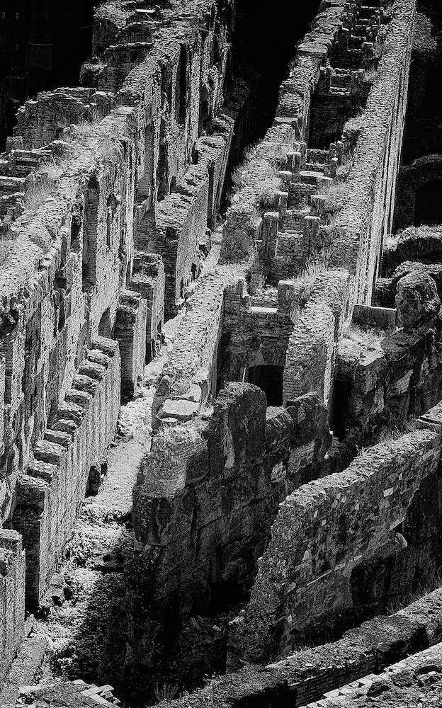 The Lower Level Of The Colosseum In Rome