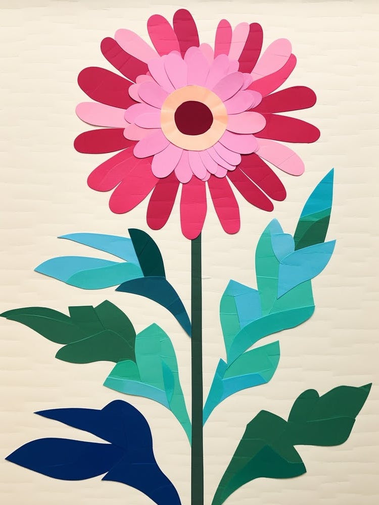 Cut Out Style Flower Art Gerbera Daisy 1