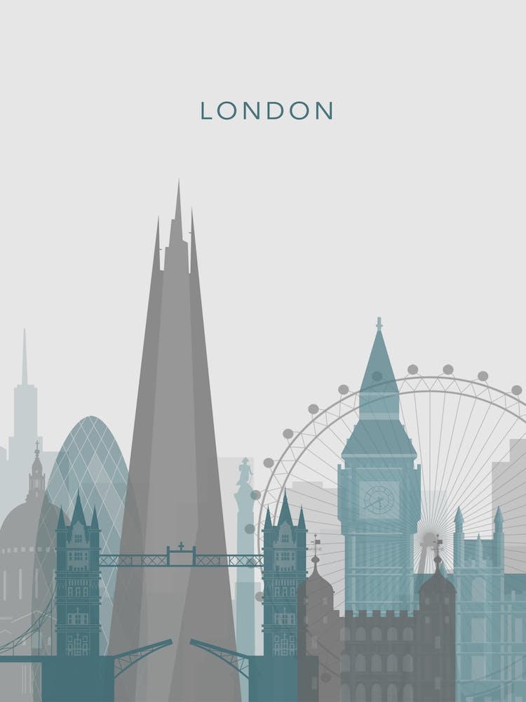 Blue And Grey London Skyline