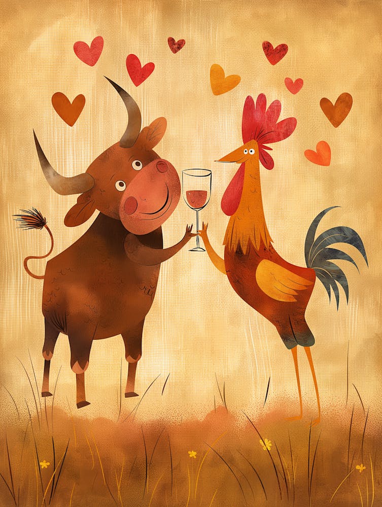 Cow And Rooster