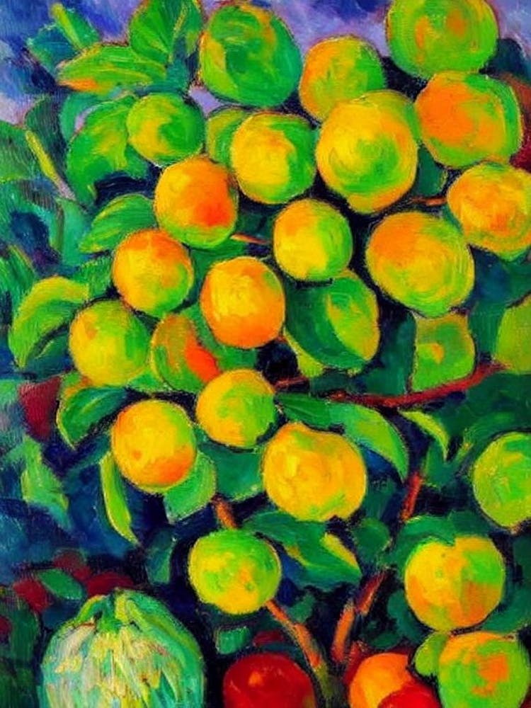 Custard Apple Fruit Vibrant Matisse Inspired Painting Fruit