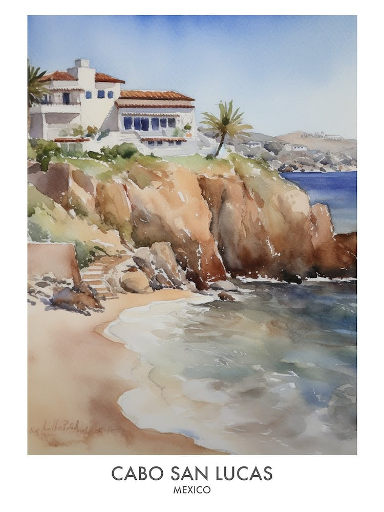 Cabo San Lucas 4 Watercolour Travel Poster