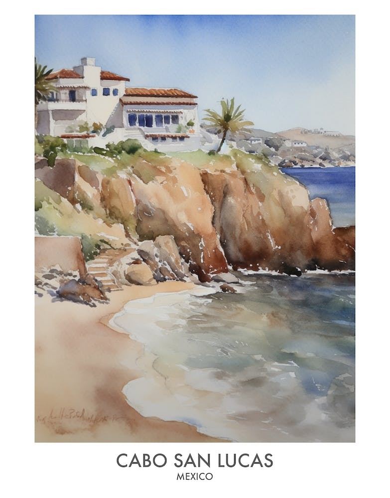 Cabo San Lucas 4 Watercolour Travel Poster