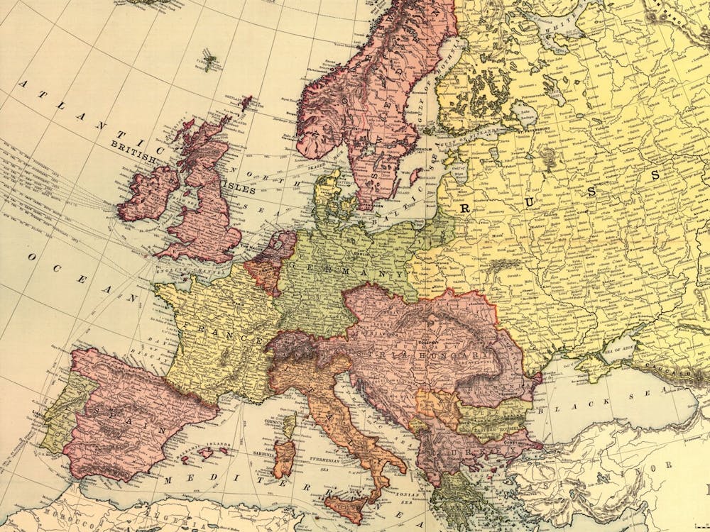Retro old vintage Map Of Europe