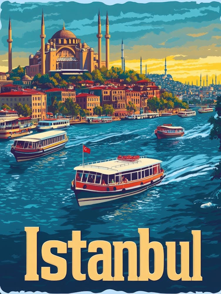 Aihrgdesign A 1970s Inspired Travel Poster For Istanbul 3