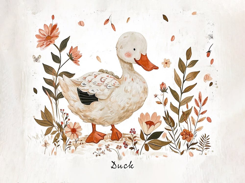 Little Floral Duck 2 Poster