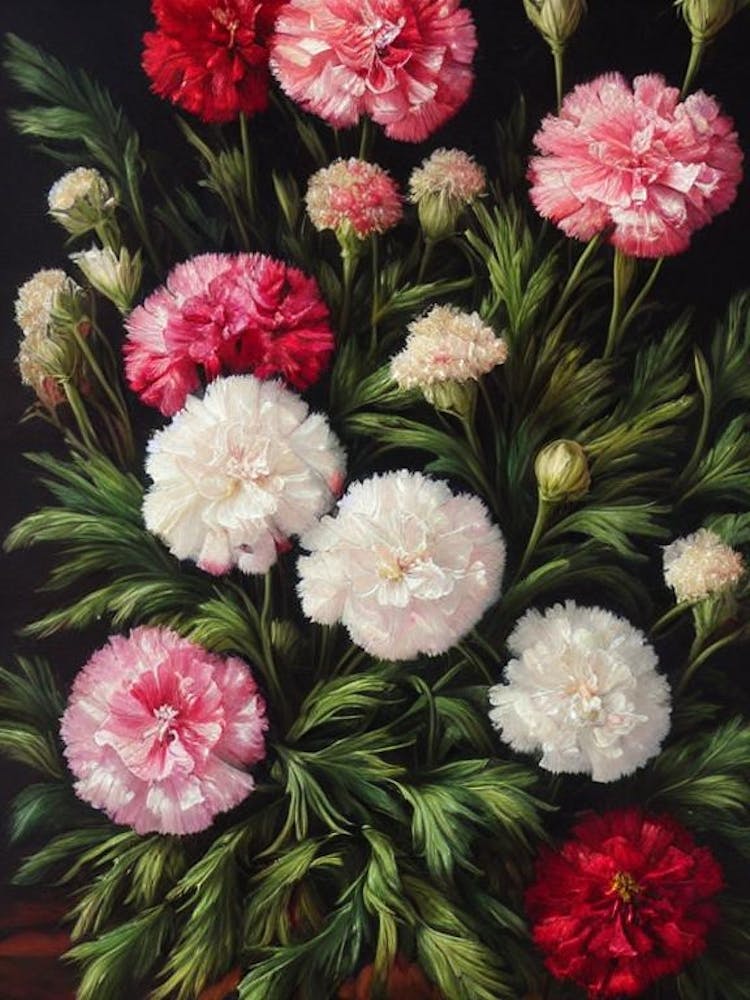 Carnations Still Life Oil Painting Flower