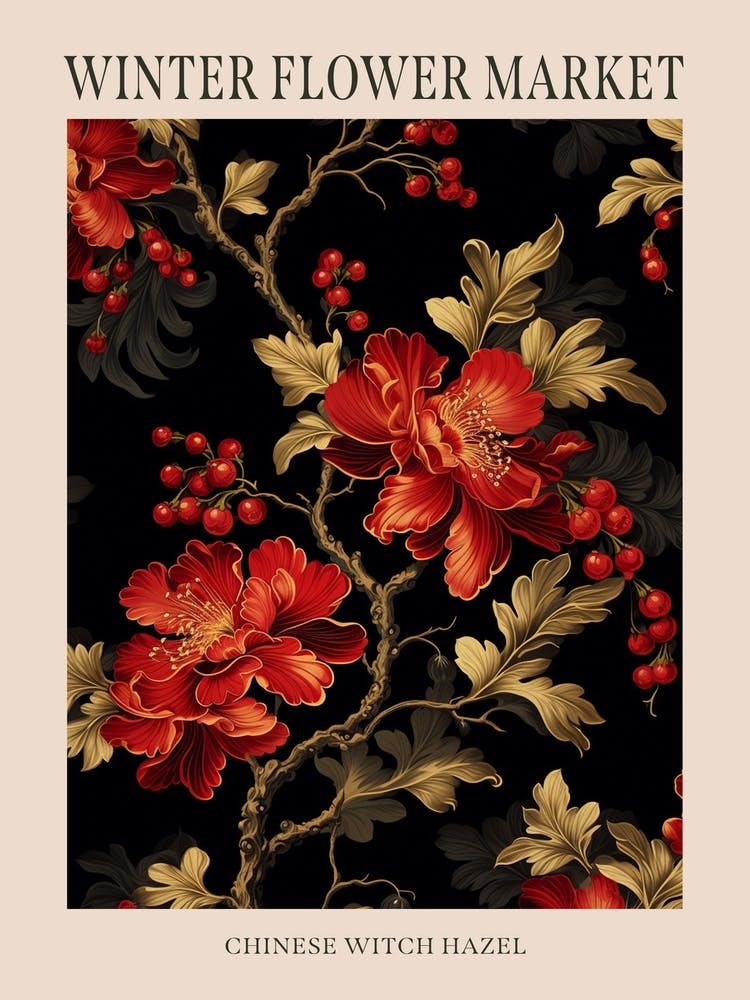 Chinese Witch Hazel 1 Winter Flower Market Poster