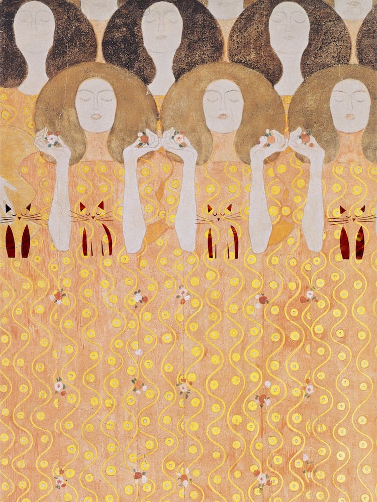 Gustav Klimt S Beethoven Frieze, Secession Building With Black Cats