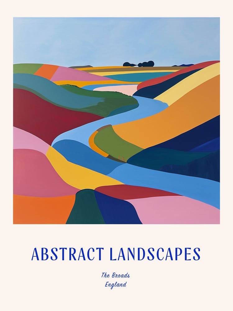 Farbenfroh Abstrakt The Broads England 1 Poster Blau