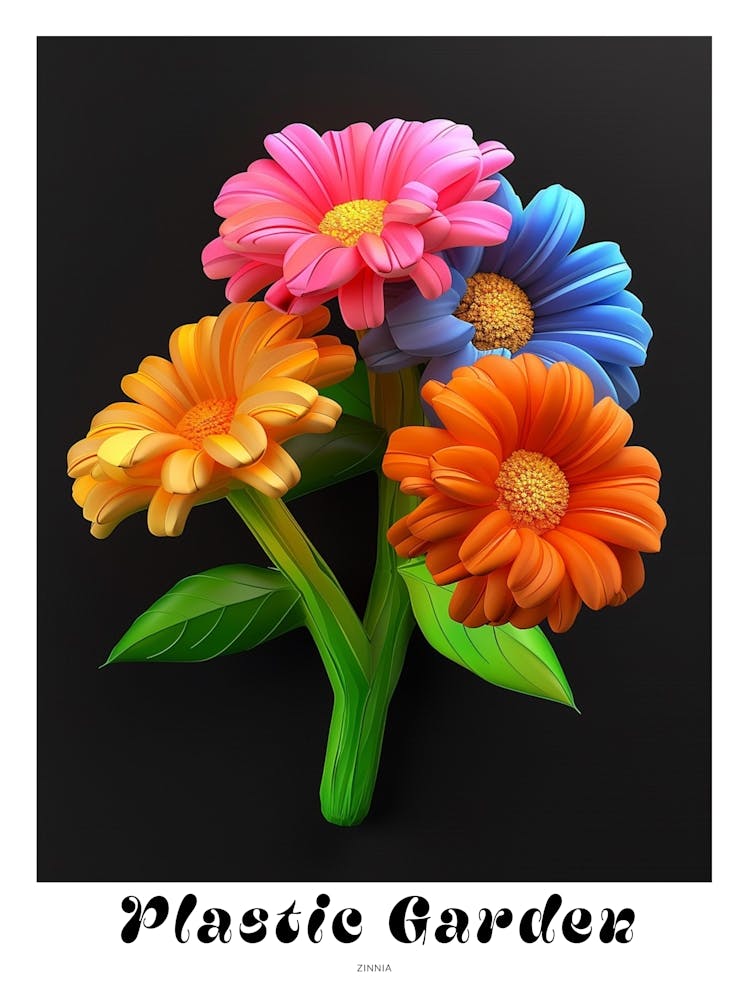 Bright Inflatable Flowers Poster Zinnia 3