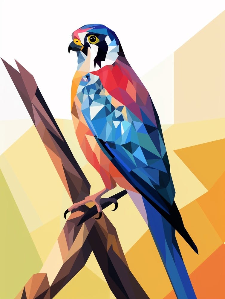 Colourful Geometric Bird American Kestrel 2