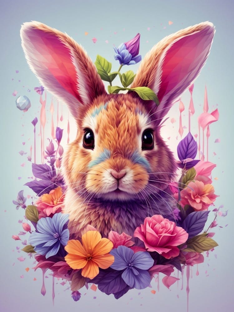 Bunny With Flowers