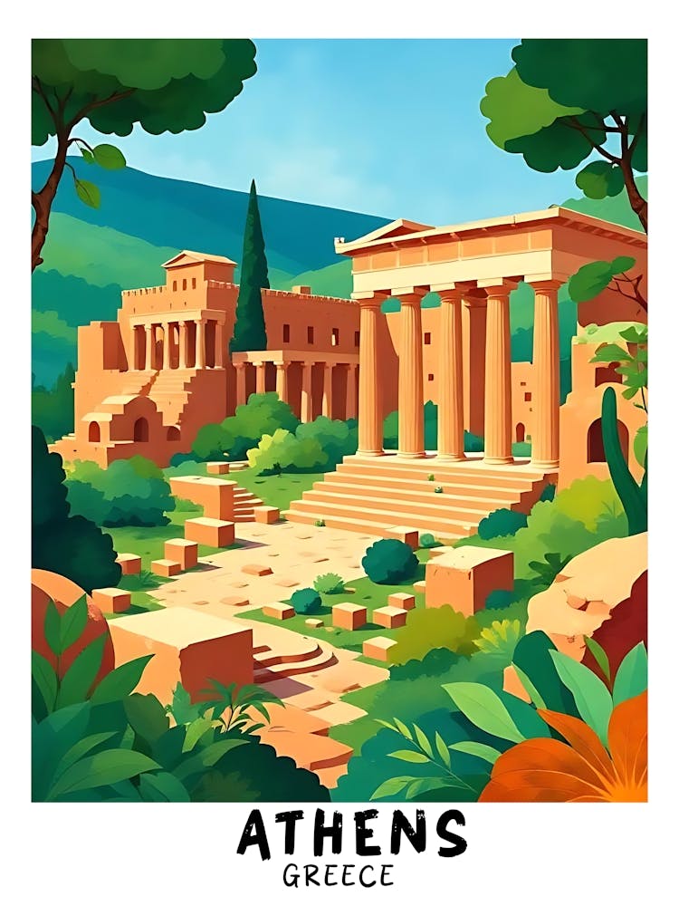 Athens Greece Vintage Travel Poster 11