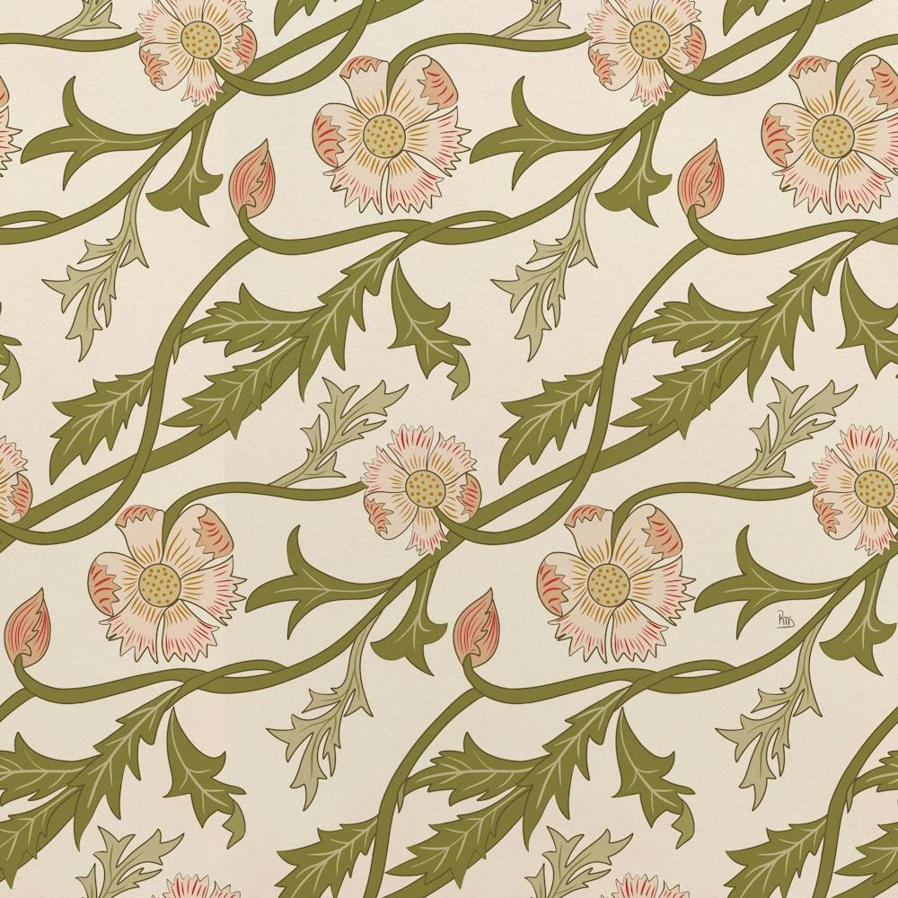 Modern Arts and Craft Inspired Botanical Pattern