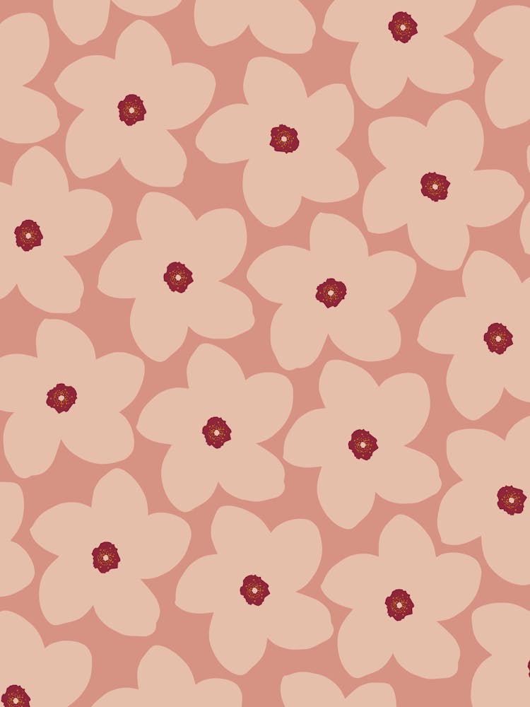 Terracotta Pink Retro Flower