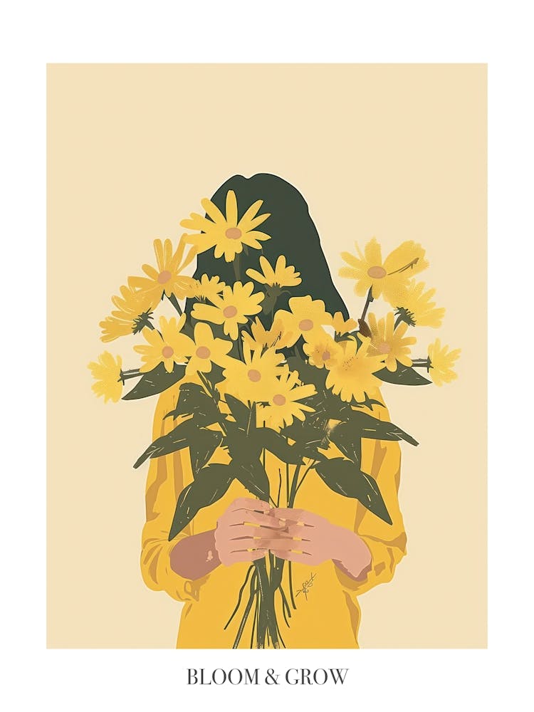 Bloom And Grow Spring Girl With Yellow Flowers 7