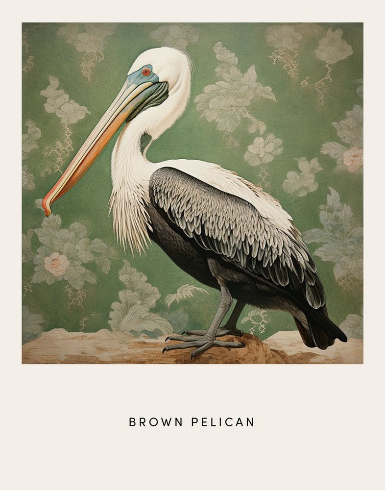 Ohara Koson Inspired Bird Painting Brown Pelican 6 Poster