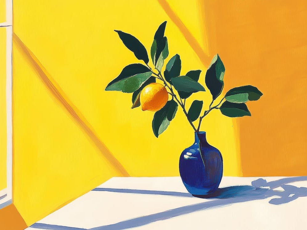 Lemon In A Blue Vase