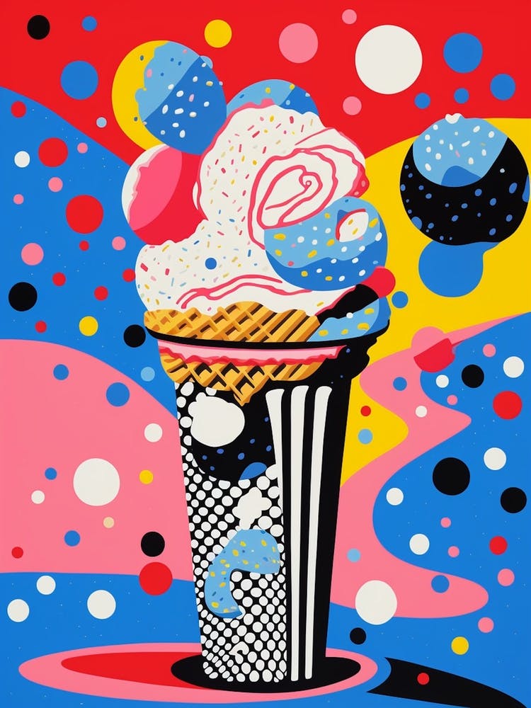 Pop Art Ice Cream Sunday Polka Dots 2