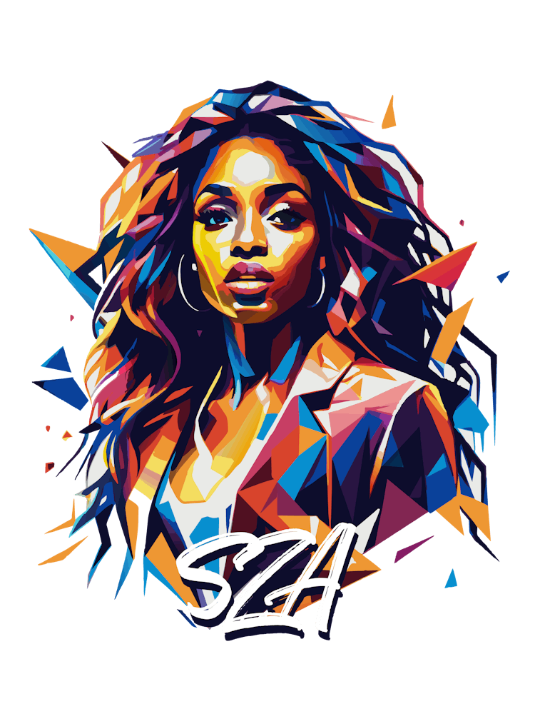Sza 01 Portrait Music Icon WPAP Pop Art Style