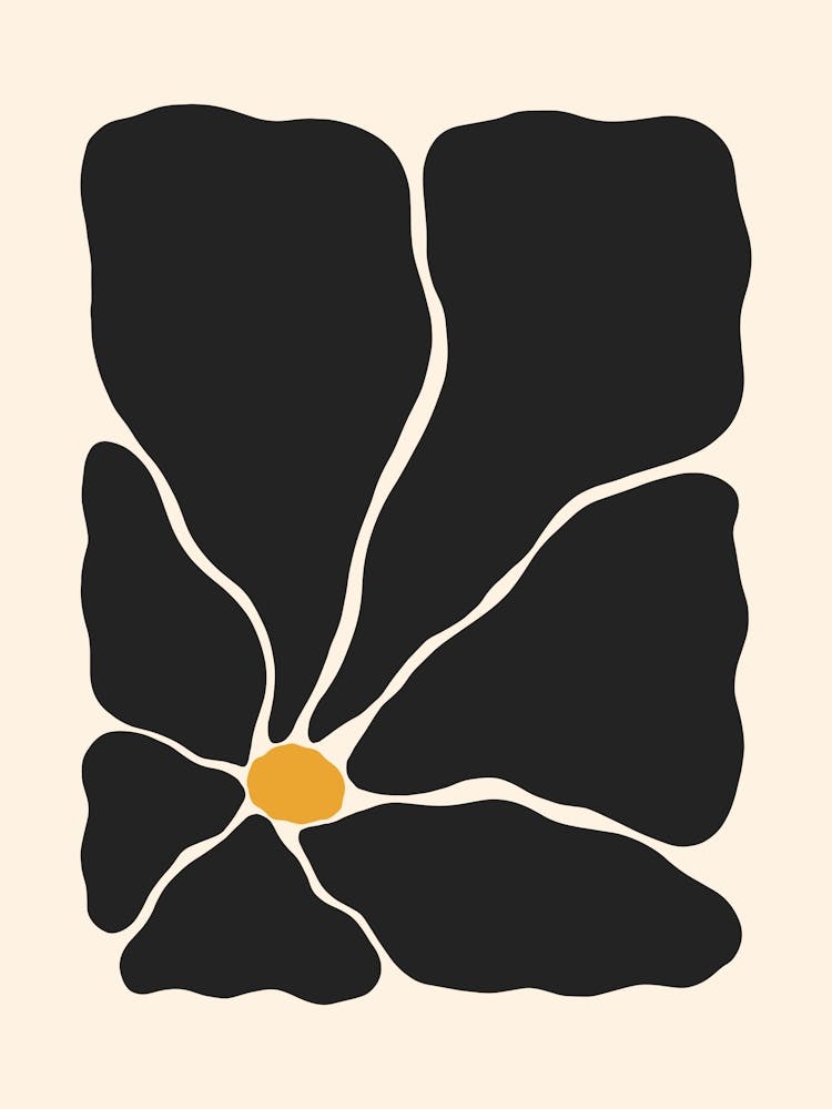 Abstract Flower 03 - Black and Yellow