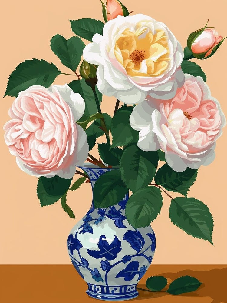 English Roses Painting Rose In A Vase 3