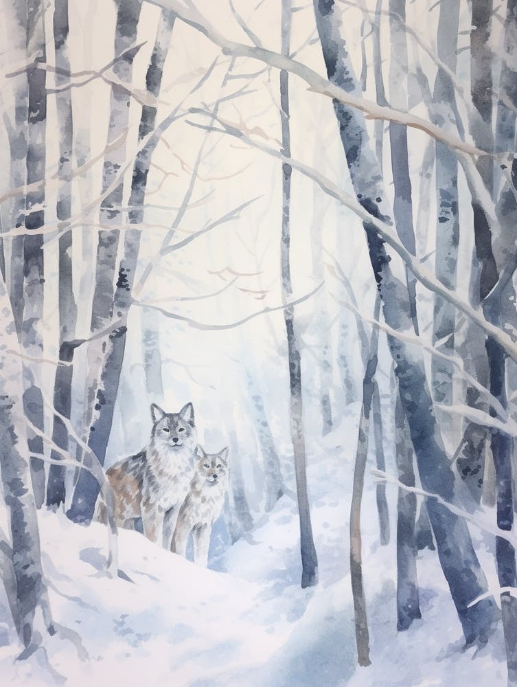 Winter Watercolour Lynx 4