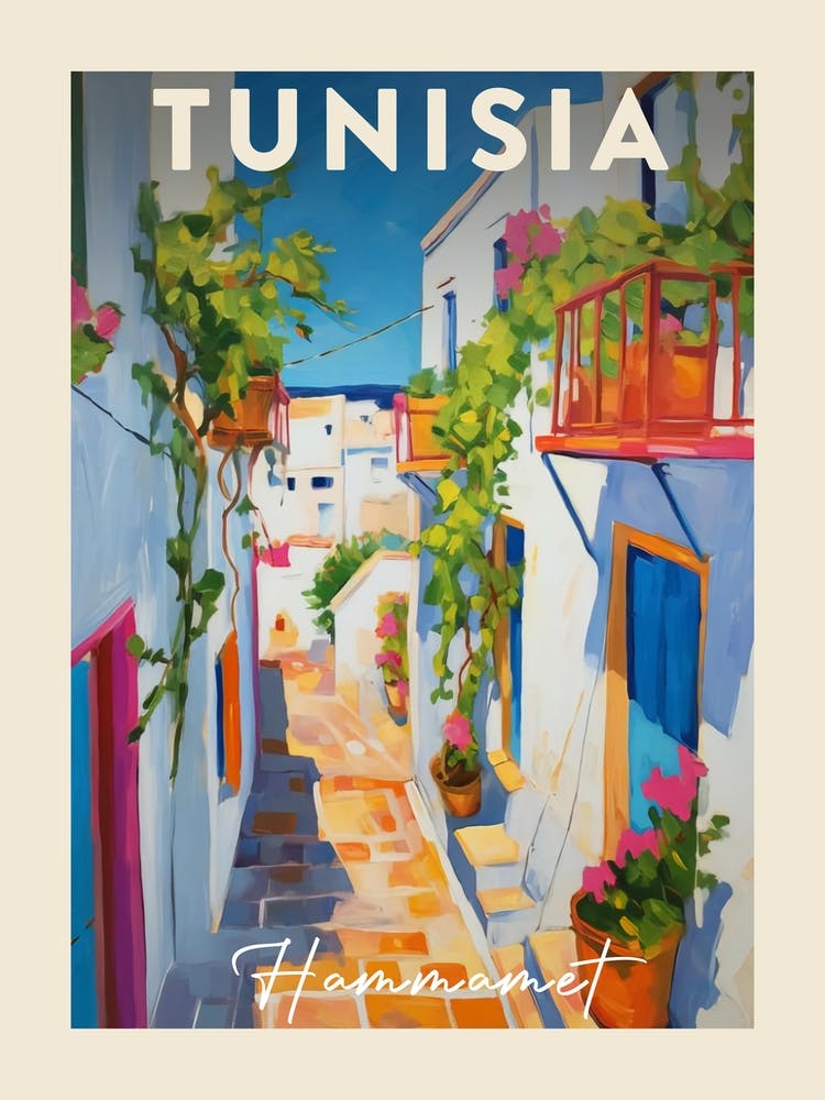 Hammamet Tunisia 1 Fauvist Painting  Travel Poster
